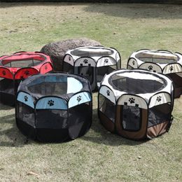 kennels pens Portable Folding Pet Tent Dog House Octagonal Cage For Cat Tent Playpen Puppy Kennel Easy Fence Big Dogs House 220912