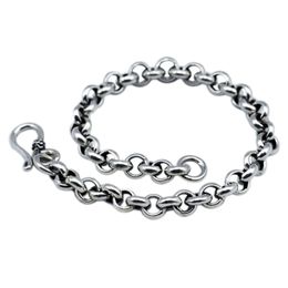 Fashion Chain S925 Sterling Silver Round Clasp Bracelet for Men Wrist Cool Boy's Jewellery Punk Male Bangle Christmas Gift