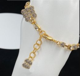 Fashion new designed Charm ladies Bracelets hollow out G Letters with diamonds 18K gold plated women bracelet Designer Jewellery DG--994