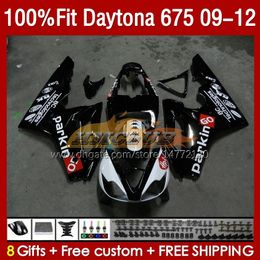 OEM Fairings Kit For Daytona 675 675R 09 10 11 12 Body 150No.62 Daytona675 2009 2010 2011 2012 Bodyworks Daytona 675 R 2009-2012 Injection Mould Fairing glossy black