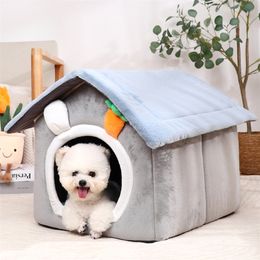 kennels pens Foldable Dog House Indoor Warm Sofa Kennel Bed Mat for Small Medium Large Dogs Cats Warm Puppy Cave Cat Nest Winter Pet Products 220912