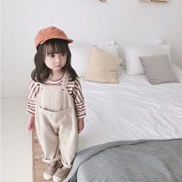 Overalls Spring Korean style Baby Girls Corduroy Loose Overalls Toddler Kids Casual All-match Suspender Trousers Little Princess Bib Pant 220909