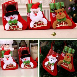 Christmas Decorations 1Pc Home Decor Stockings Snowman Santa Elk Bear Printing Xmas Candy Gift Bag Tree Decoration 220912