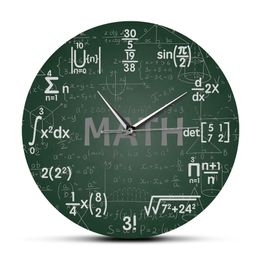 Wall Clocks Green Chalkboard Math Formulas Clock Hanging Watch Back To School Science ematics Art Decor Geek Gift 220909