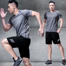 Running Sets 2022 Fitness Suits With Shorts O-Neck Men's T-shirt Sports Set Summer Moisture Wicking Sportswear Man Outfits