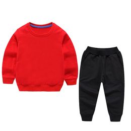 Pure cotton baby clothing sets kids clothes children round neck two-piece long-sleeved trousers high-end classic print 2-8 years Spring and autumn sportswear sweater