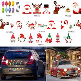 Christmas Decoration Car Sticker Magnetic Decal Refrigerator Magnets Light Bulb Santa Claus Snowman Reflective Sticker Car Decor