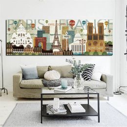 Canvas Painting Print Abstract Paris Effiel Tower French Famous City Building Oil on Modern Wall Picture Poster For Living Room NO FRAME