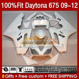 OEM Fairings Kit For Daytona 675 675R 09 10 11 12 Body 150No.59 Daytona675 2009 2010 2011 2012 Bodyworks Daytona 675 R 2009-2012 Injection mold Fairing white glossy blk