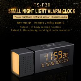 Smart Automation Modules Night Light Multifunction Alarm Clock IR Human Body Sensor Colour LED Thermometer Display Digital Table FM Radio