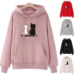 Streetwear Hoodie Women Sweatshirt Autumn Long Sleeve Hoodies Harajuku Hoodie Cute Cat Print Sweatshirts