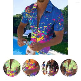 Men's Polos Cardigan Man Tops Breathable Colorful Adults Short Sleeve Collar T-Shirt