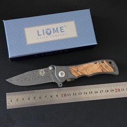 Damascus Liome 339 Tactical Folding Knife Outdoor Camping Hunting Knives Defence Pocket Portable EDC Tool