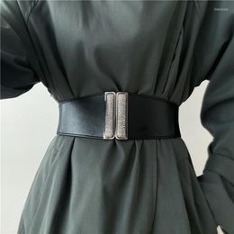 Belts Women Fashion Black Acrylic Gem Vintage Buckle Cummerbund Wide Elastic Stretch Waist Belt Amazing Waistband Lady For Dress