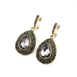 Dangle Earrings Sunspicems Vintage Bohemia Gray Crystal Drop For Women Retro Gold Color Turkish Ethnic Wedding Jewelry Gift 2022
