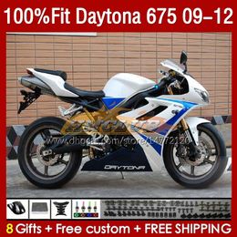 OEM Fairings Kit For Daytona 675 675R 09 10 11 12 Body 150No.63 Daytona675 2009 2010 2011 2012 Bodyworks Daytona 675 R 2009-2012 Injection mold Fairing blue white blk