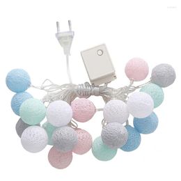 Strings EU Plug 20 LEDs Cotton Ball String Lights Xmas Lover Wedding Party Holiday Bedroom Decorations Fairy Lamp Galands Battery Oper