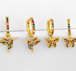 Jewelry Earrings Cubic Zirconia bird butterfly gold color CZ Crystal Ear Clips No Pierced earrings for women Jewellery s4j