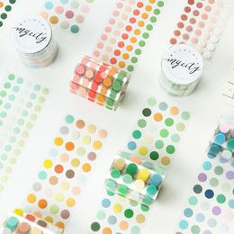 Gift Wrap Cute PET Adhesive Candy Colour Base Decor Circle Round Stickers Writing Washi Tape Dot