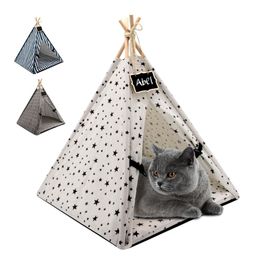 kennels pens Pet Tent House Cat Tunnel Portable Teepee Small Dog Puppy Tent Bed Kennel Warm Cat Indoor Outdoor House Sleeping Bed Cushion 220912