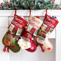 Christmas Decorations Stockings Santa Claus Snowman Pendant Ornaments Boots Children's Year Candy Bag Gift Fireplace Tree 220912