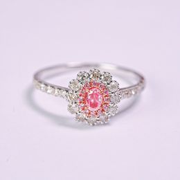 Jewelry Women's Ring 0.18ct PINK Diamond 0.5CT SUN FLOWER Au750 White Gold ENGAGEMENT