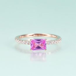 Cluster Rings Gem's Beauty 925 Sterling Silver Rose Gold Coated Lab Pink Sapphire Ring Women Fine Jewelry Luxury Wedding Jewels