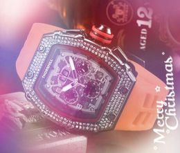 Crime Premium Mens Skeleton Dial Wristwatch 43mm Quartz Movement Male Time Clock Watch Rubber Band Diamonds Ring montre de luxe Popular Wristwatches man