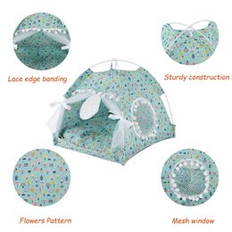 kennels pens Folding Pet Dog Tent Portable Cat Lovely Tent House Flower Print Enclosed Indoor Cozy Kitty Bed Kennel for Small Puppy Cats 220912