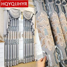 Curtain Modern Luxury Grey Embroidered Chenille High Quality Living Room Curtains Custom Elegant For Bedroom Kitchen