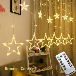 Strings 4.5M 138 Led Star String Lights Christmas Fairy Light Garland Curtain For Wedding Home Party Birthday Decoration With Remote