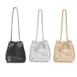 Evening Bags Fashion Aluminium Sequins Party Handbag Women Shining Rhinestone Bucket Bag All-match Dating Crossbody Shoulder
