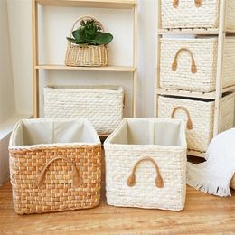 Storage Baskets Manual Woven Storage Basket Handmade Laundry Wicker Baskets Sundries Organiser Clothes Toys Container Decor Panier Rangement 220912