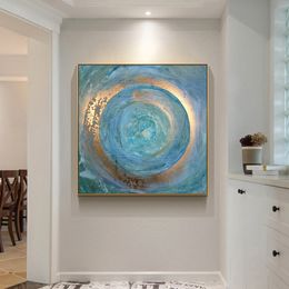 Painting Abstract Blue Gold Oil on Canvas Scandinavian Posters and Prints Cuadros Modern Wall Art Pictures For Living Room Decor