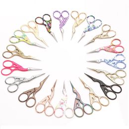 Mini Colourful Carbon Steel-Embroidery Crane Shape Sewing Scissors Egret Durable High Steel Embroidery-Scissors