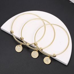 Link Bracelets Charm Ity Bangle For Women Gold Plated Zircon A-Z 26 Initials Bracelet Couple Jewellery Adjustable Port Wholesale Party