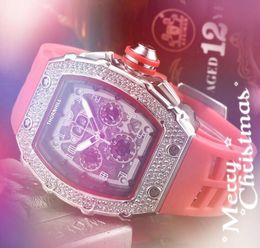 Crime Premium Mens Skeleton Dial Wristwatch 43mm Quartz Movement Male Time Clock Watch Rubber Band Diamonds Ring Wristwatch relojes de lujo para hombre