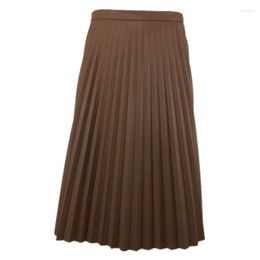 Skirts Long Pleated Skirt Woman Leather Vintage Korean Style Plus Size Lolita Brown Maxi Sexy 2022 White Harajuku