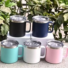 14oz Coffee Mugs bottles Tumblers with Handle lid Stainless Steel Travel Tumbler Double wall Powder Coated Cup Vacuum Insulated Camping 0913 Container 0913