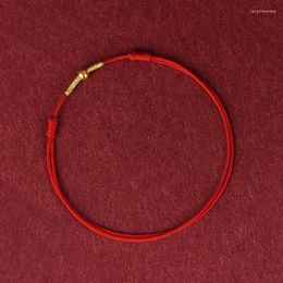 Link Bracelets Small Gold Colour Titanium Beads Red/Black/Wine Red Woven Braid Couple Anklets For Women Men Fashion Jewellery YBR687