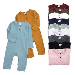 Rompers Solid Colour Baby Clothes Girl Rompers Fashion Baby Boy Clothes Cotton Long Sleeve Toddler Romper Infant Clothes 024 Months 220913