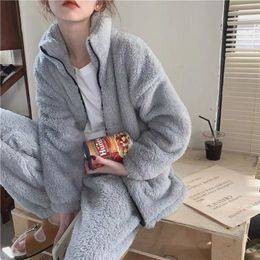 Women's Sleepwear Winter Women's Pyjamas Sets Zip Up Turtleneck Tops Trouser Suits Warm Women's Home Clothes Pyjama Sets Home Suit for Women 220913