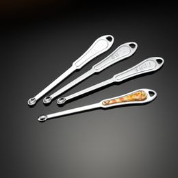 Wax dabber tools metal silver mini dab tool stick spoon 70mm earpick ear pick cleaner for vape tank cleaning dry herb 100pcs/lot