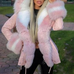Women's Trench Coats Brand Big Fur Collar Winter Coat Women Fashion Warm Thick Loose Parkas Casual Hooded Long Sleeve Faux Jacket Mujer