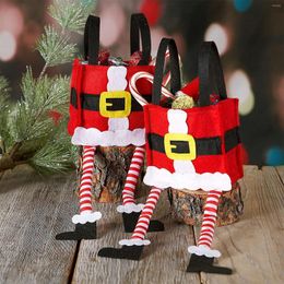 Christmas Decorations Candy Bag Portable Striped Leg Storage Hop-Pocket With Handgrip Gift Holders For Apple