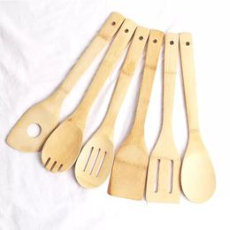 Bambusked Spatula 6 Styles Portable Wood Utensil Kitchen Cooking Turners Slitted Mixing Holder Shovelsn 0913