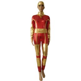 Female superhero catsuit Costumes Shiny Metallic Zentai Halloween Cosplay Women/Girls full Bodysuit