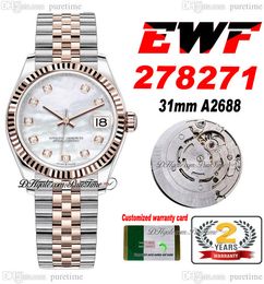 EWF 31mm 278271 ETA A2688 Automatic Ladies Watch Two Tone Rose Gold MOP Diamonds Dial JubileeSteel Bracelet Super Edition Womens Same Series Card Puretime b2