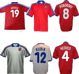 Retro Soccer Jersey Czech Republic 1996 1997 Vintage uniform 96 97 home red classic Football Shirt away #18 NOVOTNY #4 NEDVED #8 POBORSKY #19 FRYDEK