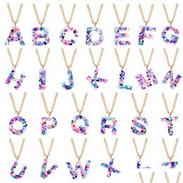 Pendant Necklaces Mticolor Acrylic Acetic Acid Sheet Pendant Long Chain Necklace 26 Initial Letter Fashion Jewelry For Wo Carshop2006 Dh0Sq